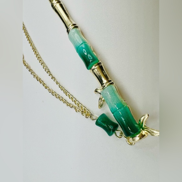 Gold and Green Bamboo Hair Pin - Picture 2 of 5